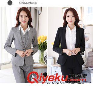 女制服 厂家直销 春秋韩版OL修身两件套移动通讯工作服的专业之选